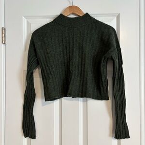 Madewell Forest Green Knit Cropped Sweater